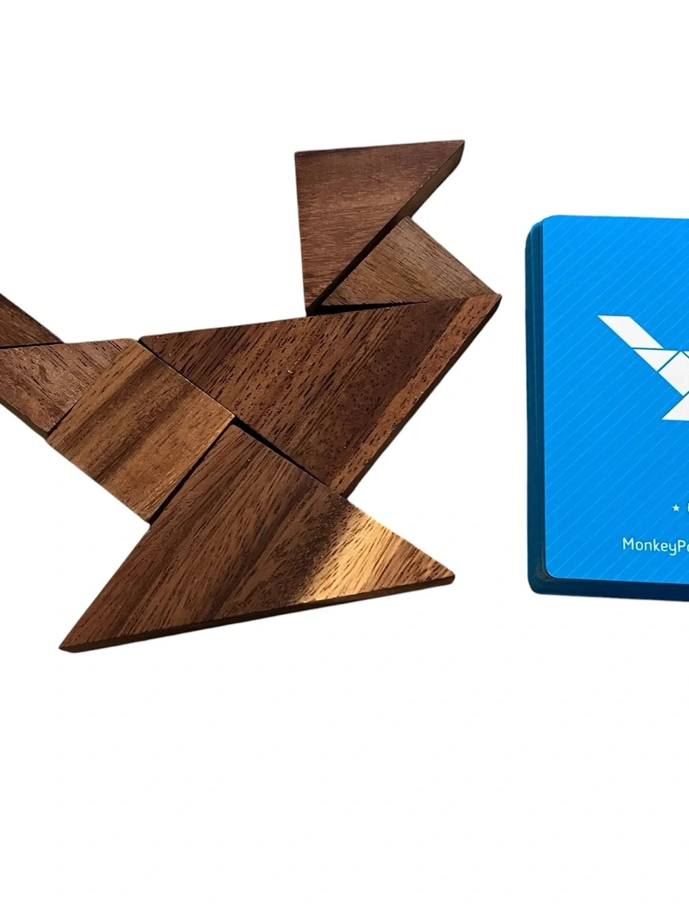 Monkey Pod Games Wooden Tangram Puzzle Set with Storage Box & 50 Challenge Cards